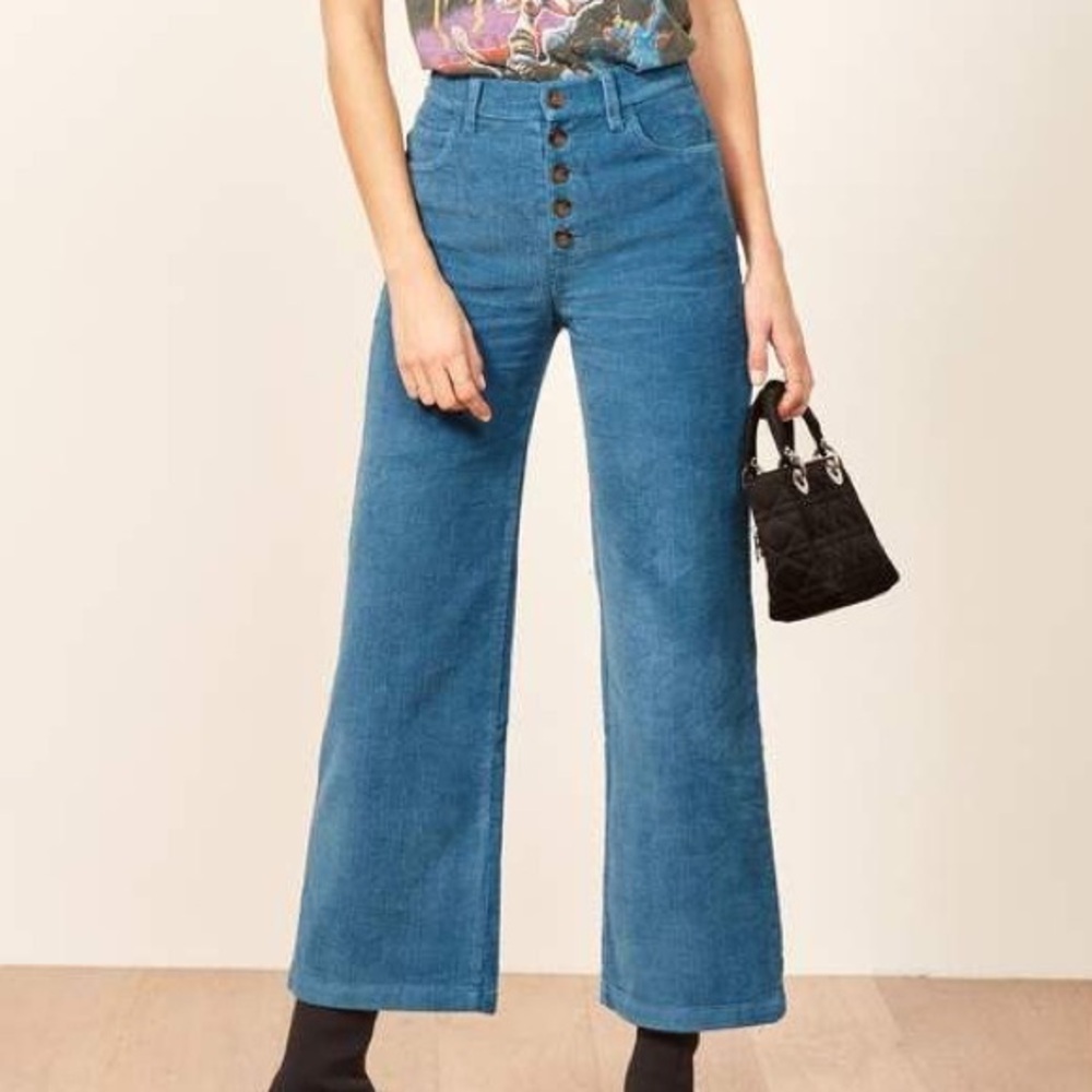 Reformation Austin Blue Corduroy Pants Size 26